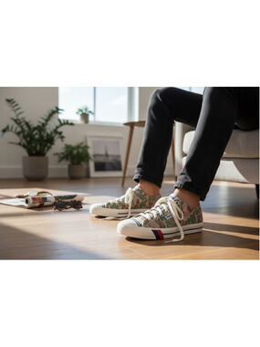 Men's Pro-Keds Sneakers, Size 7.5, Green Camo